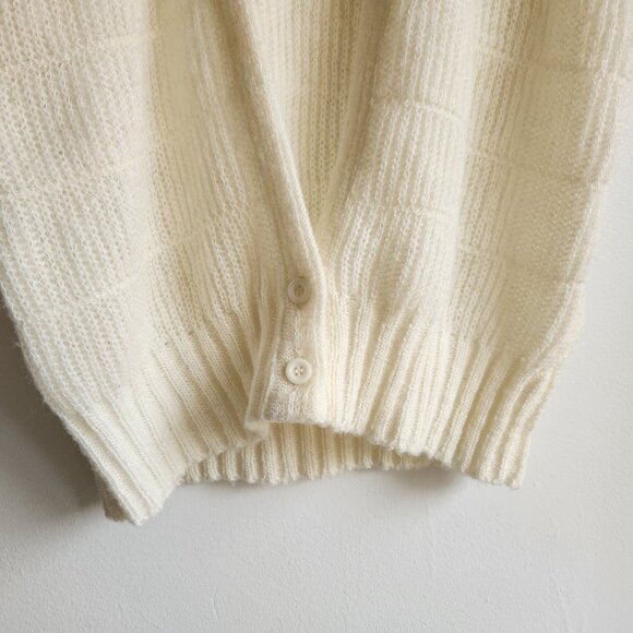 Oliver Paris Vintage Cream Open Front Knit Vest – Sz L (oversized) - Picture 5 of 13